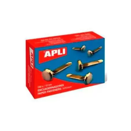(12283) APLI ENCUADERNADORES METÁLICOS SIN ARANDELA DORADOS 12MM - 100UD-