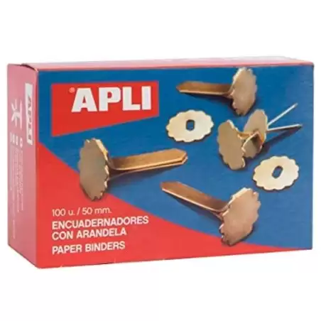 (12288) APLI ENCUADERNADORES METÁLICOS CON ARANDELA DORADOS 50MM - 100UD-