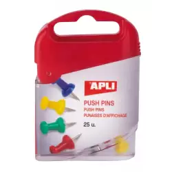 (12349) APLI CHINCHETAS DE COLORES PLASTICO CAJA 25 UD C/SURTIDOS