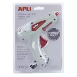(16668) APLI PISTOLA DE SILICONA CALIENTE BLANCA 20W + 2 BARRAS