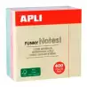 (10972) APLI CUBO DE NOTAS ADHESIVAS FUNNY 75X75MM CUBO DE 400H COLORES SURTIDOS PASTEL