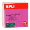 (11596) APLI CUBO DE NOTAS ADHESIVAS FUNNY 51X51MM MINI-CUBO 250H COLORES FLUORESCENTES SURTIDOS