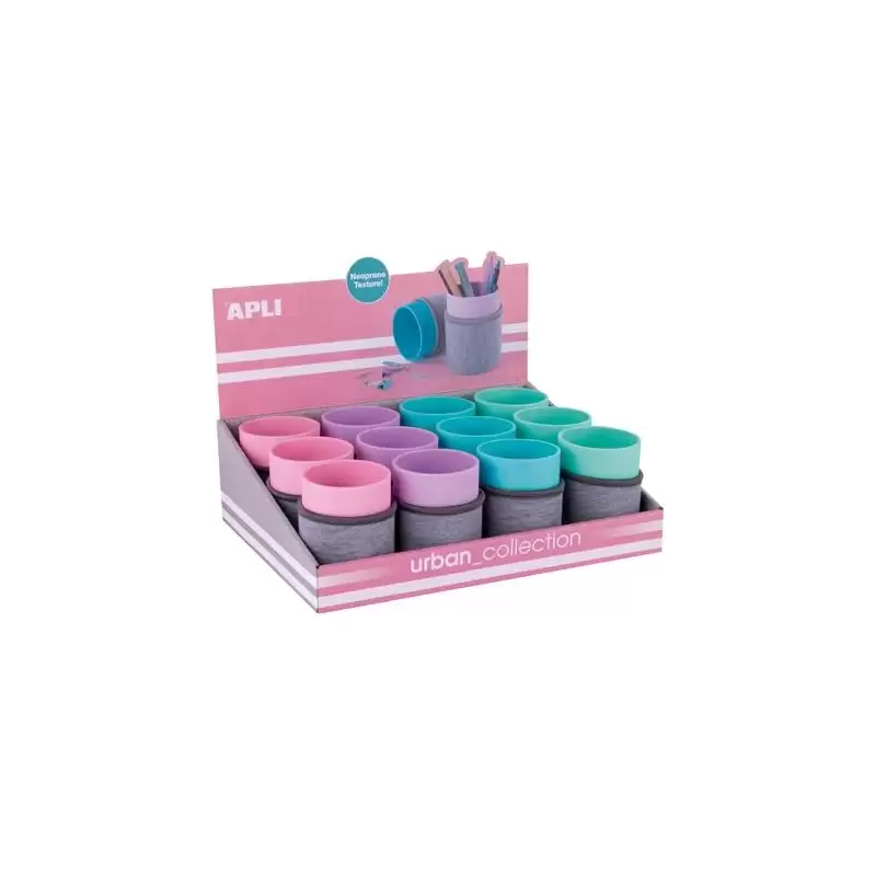 (19194) APLI CUBILETE DE NEOPRENO URBAN COLLECTION EXPOSITOR DE 12 C/SURTIDOS