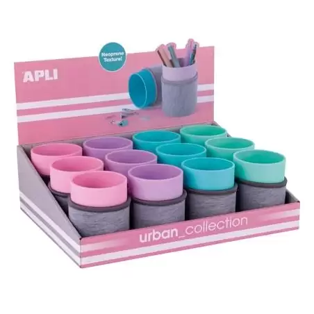 (19194) APLI CUBILETE DE NEOPRENO URBAN COLLECTION EXPOSITOR DE 12 C/SURTIDOS