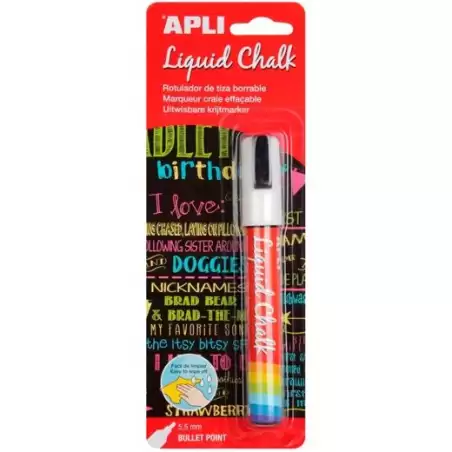 (13954) APLI MARCADOR DE TIZA LÍQUIDA PUNTA REDONDA 5