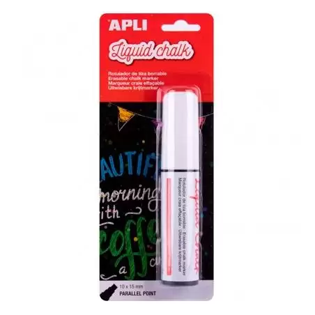 (13960) APLI MARCADOR DE TIZA LÍQUIDA PUNTA PARALELA 10X15MM BLANCO BLÍSTER 1 UD