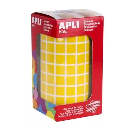 (04871) APLI GOMETS CUADRADOS 10MM ROLLO AMARILLO -ROLLO 6372 UNIDADES-