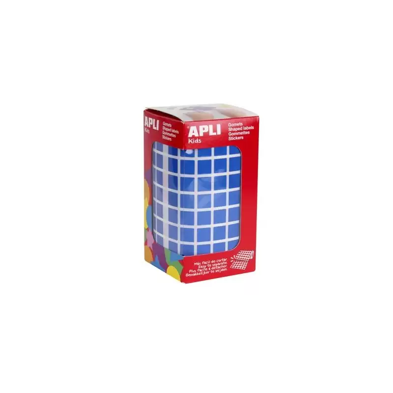 (04872) APLI GOMETS CUADRADOS 10MM ROLLO AZUL -ROLLO 6372 UNIDADES-