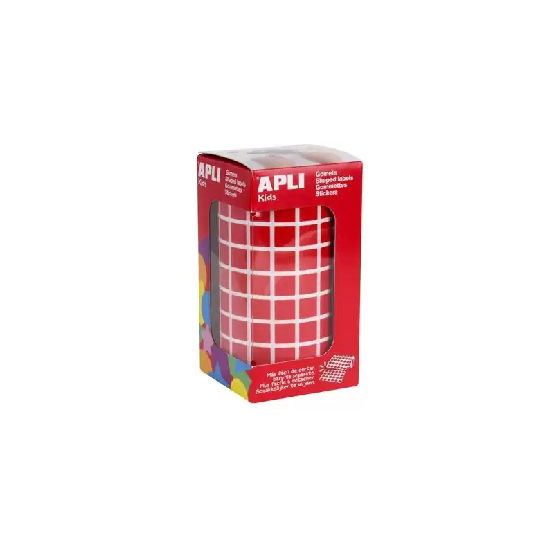 (04873) APLI GOMETS CUADRADOS 10MM ROLLO ROJO -ROLLO 6372 UNIDADES-