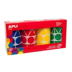 (10753) APLI GOMETS GEOMÉTRICOS CAJA 4 ROLLOS FORMAS Y COLORES SURTIDOS -5428 UNIDADES-