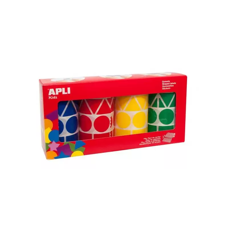 (10753) APLI GOMETS GEOMÉTRICOS CAJA 4 ROLLOS FORMAS Y COLORES SURTIDOS -5428 UNIDADES-