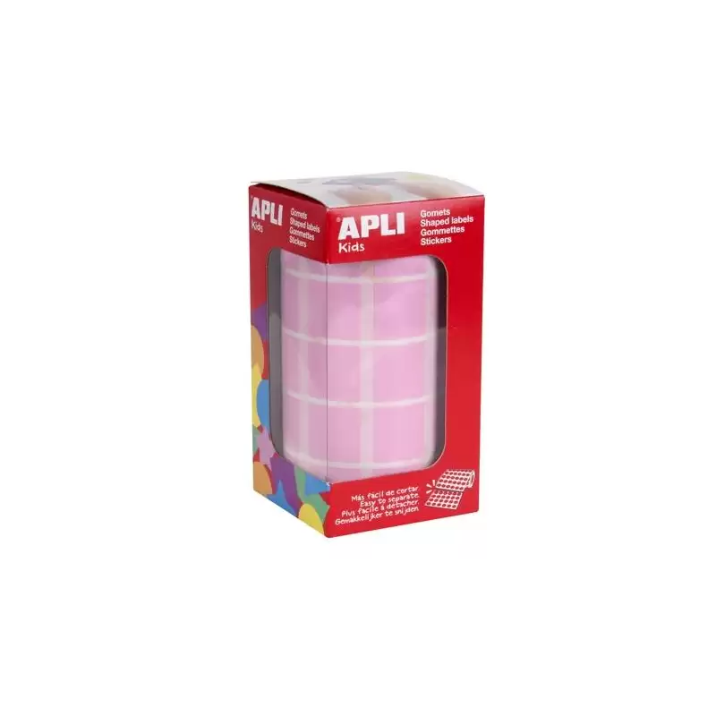 (11499) APLI GOMETS CUADRADOS 20MM ROLLO ROSA -ROLLO 1770 UNIDADES-