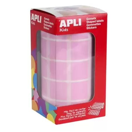 (11499) APLI GOMETS CUADRADOS 20MM ROLLO ROSA -ROLLO 1770 UNIDADES-