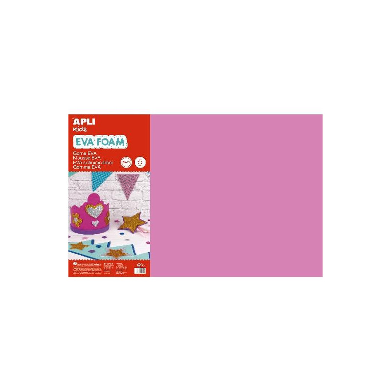 (12757) APLI GOMA EVA 40X60CM GROSOR 2MM ROSA PACK 5 UD