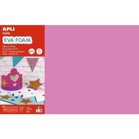(12757) APLI GOMA EVA 40X60CM GROSOR 2MM ROSA PACK 5 UD
