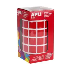(12477) APLI GOMETS CUADRADOS 15MM ROLLO ROJO -ROLLO 2832 UNIDADES-