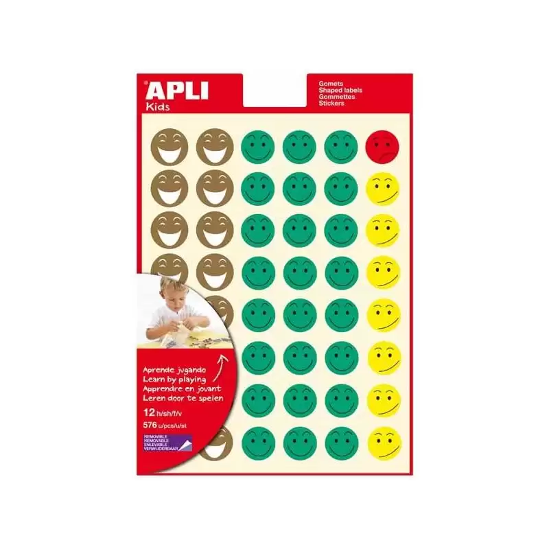 (12791) APLI GOMETS TEMÁTICOS EN BOLSA CARA FELIZ 3 HOJAS