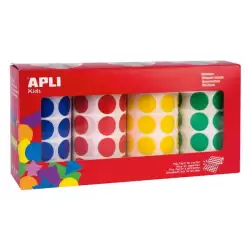 (13793) APLI GOMETS REDONDOS 20MM  CAJA 4 ROLLOS COLORES SURTIDOS - 7080 UNIDADES-
