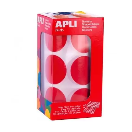 (17863) APLI GOMETS REDONDOS 33MM ROLLO ROJO -ROLLO 708 UNIDADES-