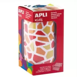 (19504) APLI GOMETS MOSAICOS REMOVIBLES 2460U 30 HOJAS TONOS ROJOS SURTIDOS