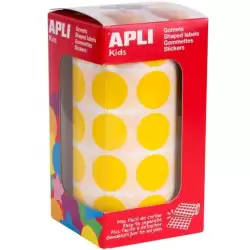 (4859) APLI GOMETS AUTOADHESIVOS REDONDOS 20 MM ROLLO AMARILLO