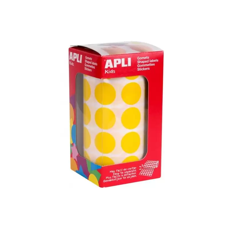 (4859) APLI GOMETS AUTOADHESIVOS REDONDOS 20 MM ROLLO AMARILLO