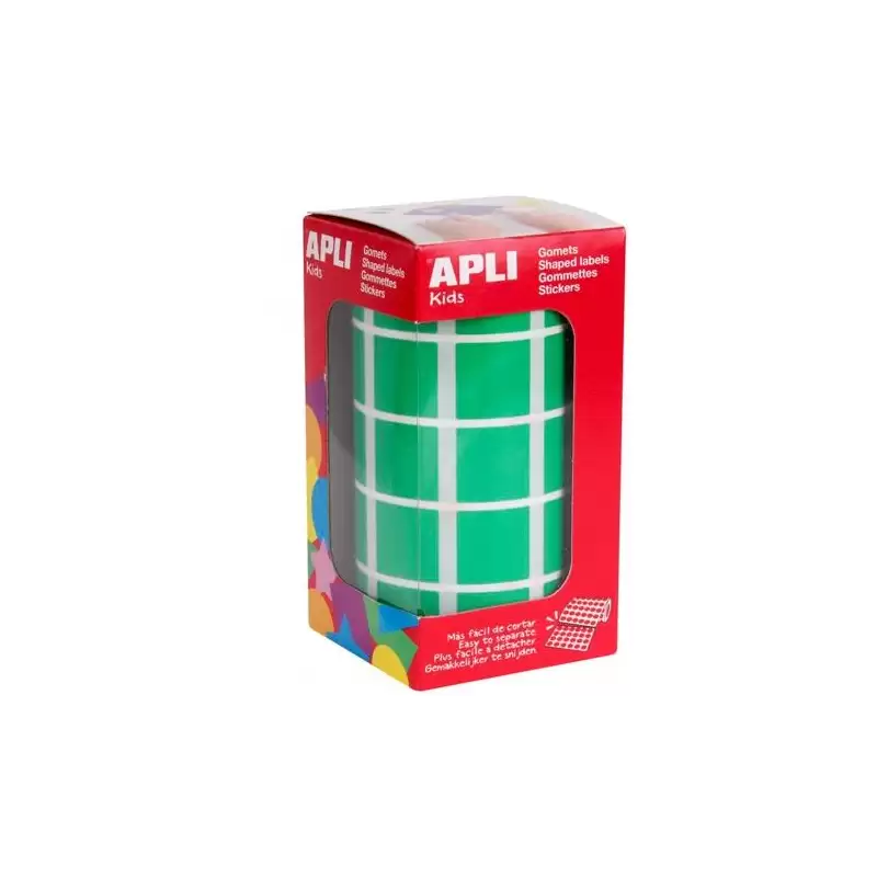 (4878) APLI GOMETS CUADRADOS 20MM ROLLO VERDE -ROLLO 1770 UNIDADES-
