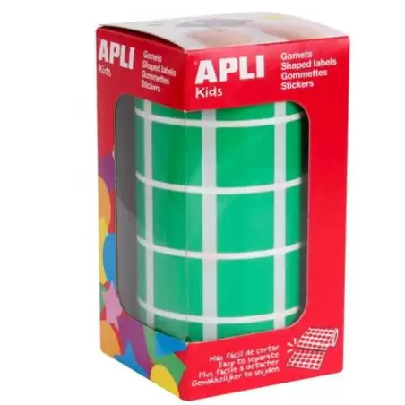(4878) APLI GOMETS CUADRADOS 20MM ROLLO VERDE -ROLLO 1770 UNIDADES-