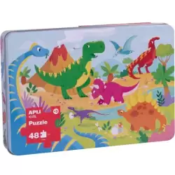 (17888) APLI PUZZLE TEMÁTICA DINOSAURIOS 24 PIEZAS CAJA METÁLICA +3 AÑOS