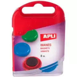 (12673) APLI PACK 8 IMANES REDONDOS 20MM COLORES SURTIDOS