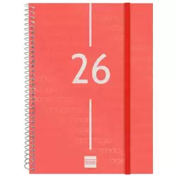 (742033026) FINOCAM AGENDA ESPIRAL YEAR E10-155X212MM SVV TAPA PP ROJO 2026