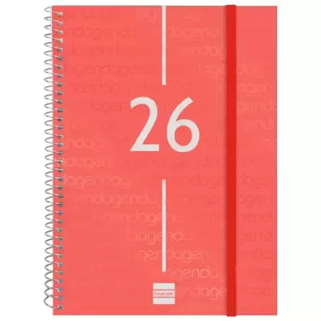 (742033026) FINOCAM AGENDA ESPIRAL YEAR E10-155X212MM SVV TAPA PP ROJO 2026