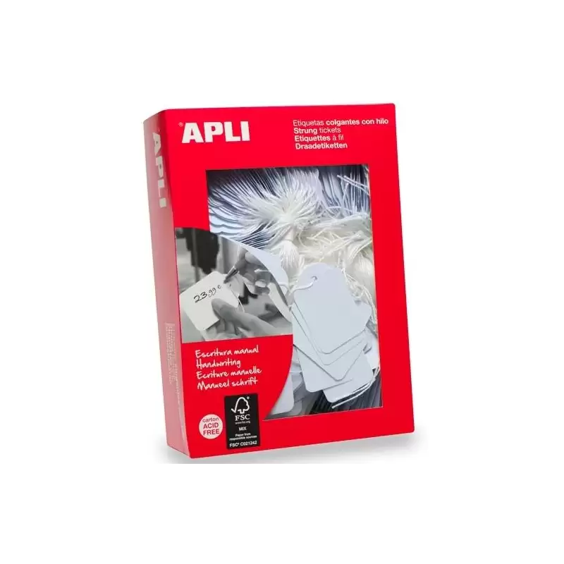 (00396) APLI ETIQUETAS COLGANTES CON HILO 50X70MM CAJA 400 UD BLANCO