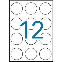 (01244) APLI ETIQUETAS ADHESIVAS CIRCULARES Ø60MM INKJET/LÁSER 12 X 100H BLANCO