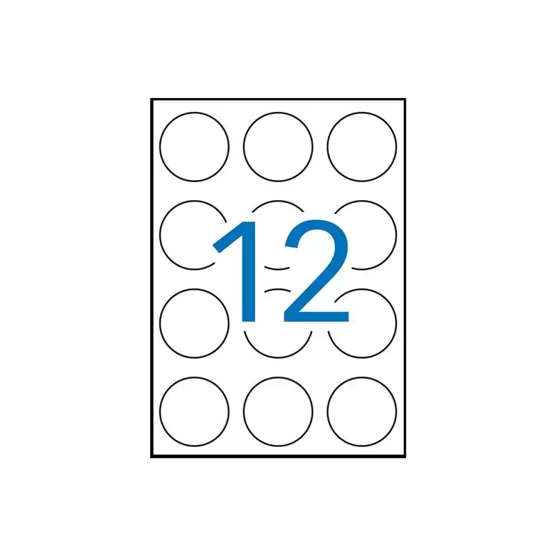 (01244) APLI ETIQUETAS ADHESIVAS CIRCULARES Ø60MM INKJET/LÁSER 12 X 100H BLANCO