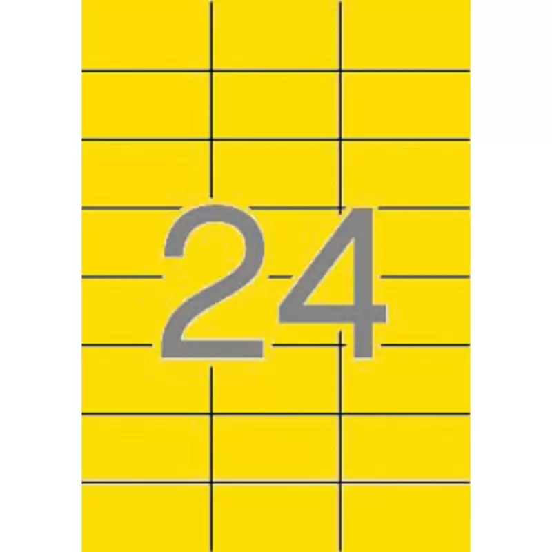 (01591) APLI ETIQUETAS ADHESIVAS 70X37MM INKJET/LÁSER C/RECTOS 24 X 20H AMARILLO FLUORESCENTE