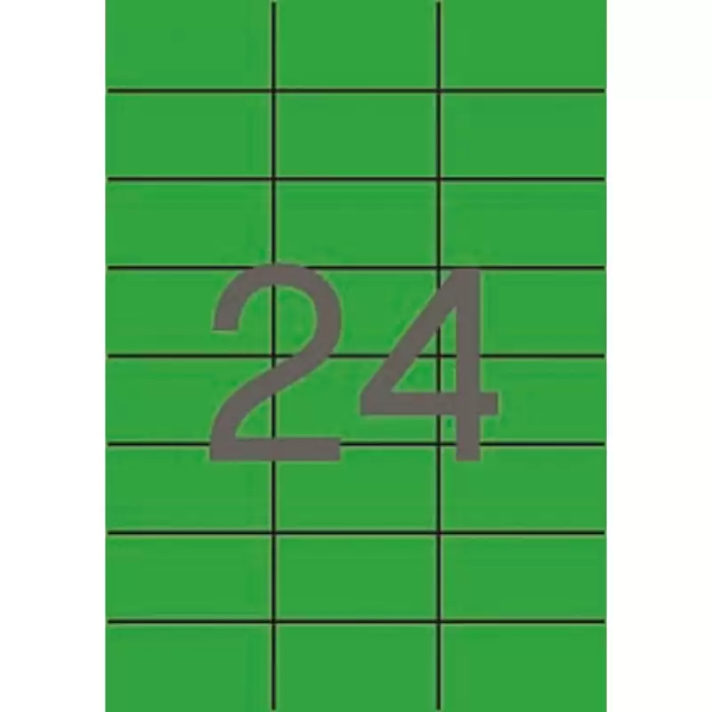 (01594) APLI ETIQUETAS ADHESIVAS 70X37MM INKJET/LÁSER C/RECTOS 24 X 20H VERDE