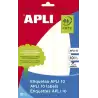 (01640) APLI ETIQUETAS ADHESIVAS 19X27MM ESCRITURA MANUAL C/ROMOS 25 X 10H BLANCO