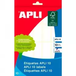 (01641) APLI ETIQUETAS ADHESIVAS 19X40MM ESCRITURA MANUAL C/ROMOS 20 X 10H BLANCO