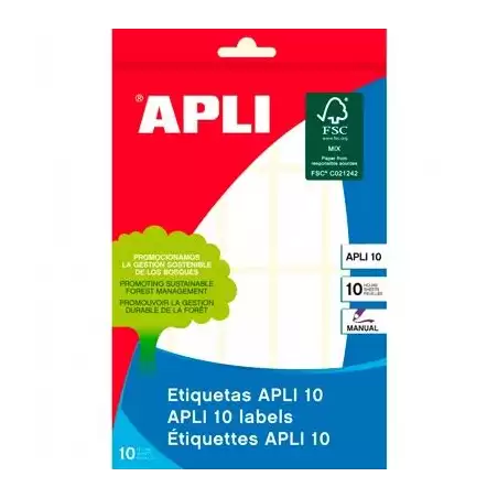 (01641) APLI ETIQUETAS ADHESIVAS 19X40MM ESCRITURA MANUAL C/ROMOS 20 X 10H BLANCO