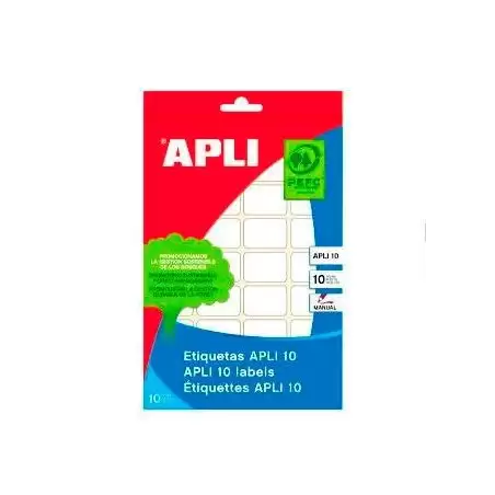 (01642) APLI ETIQUETAS ADHESIVAS 20X50MM  ESCRITURA MANUAL C/ROMOS 15 X 10H BLANCO