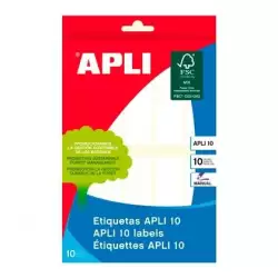 (01643) APLI ETIQUETAS ADHESIVAS 20X75MM ESCRITURA MANUAL C/ROMOS 10 X 10H BLANCO