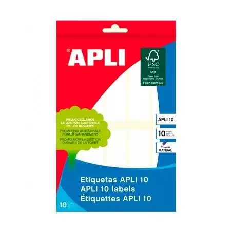 (01643) APLI ETIQUETAS ADHESIVAS 20X75MM ESCRITURA MANUAL C/ROMOS 10 X 10H BLANCO