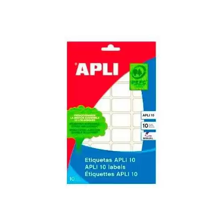 (01646) APLI ETIQUETAS ADHESIVAS 25X40MM ESCRITURA MANUAL C/ROMOS 16 X 10H BLANCO