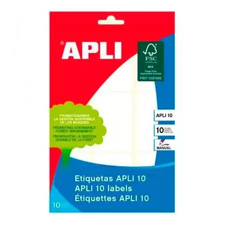 (01650) APLI ETIQUETAS ADHESIVAS 34X53MM ESCRITURA MANUAL C/ROMOS 9 X 10H BLANCO