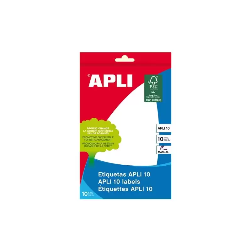 (01662) APLI ETIQUETAS ADHESIVAS 105X149MM ESCRITURA MANUAL C/ROMOS 1 X 10H BLANCO