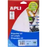 (01875) APLI ETIQUETAS ADHESIVAS 34X67MM MANUAL/IMPRESIÓN C/ROMOS 12 X 15H A5 BLANCO