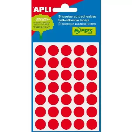 (02057) APLI ETIQUETAS ADHESIVAS CIRCULARES Ø13MM ESCRITURA MANUAL 35 X 5H ROJO
