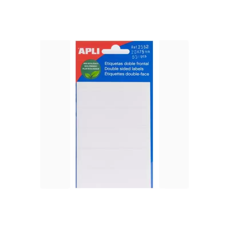 (02552) APLI ETIQUETAS ADHESIVAS DOBLE FRONTAL 20X75MM ESCRITURA MANUAL C/ROMOS 10 X 5H BLANCO