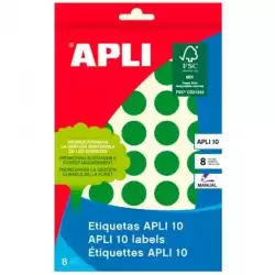 (02745) APLI ETIQUETAS ADHESIVAS CIRCULARES Ø19MM ESCRITURA MANUAL 40 X 8H VERDE